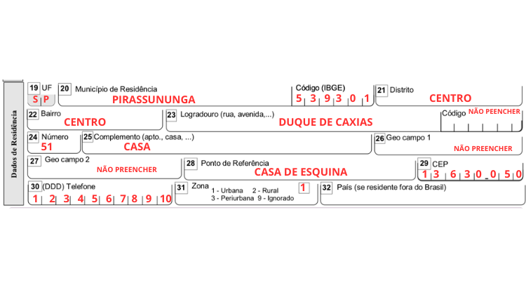 REFERENTE A DADOS DE RESIDÊNCIA