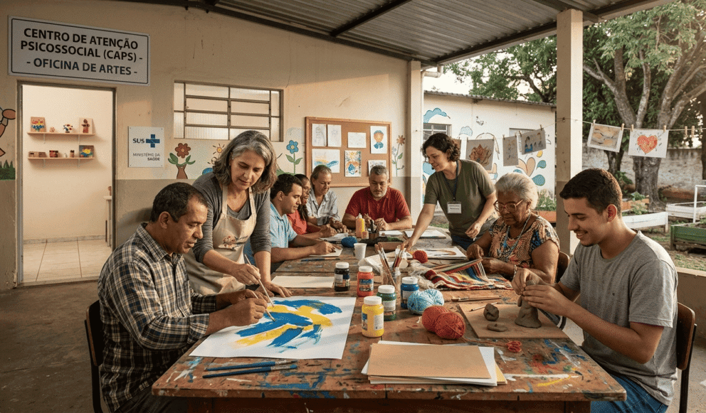 Pessoas fazendo arte no caps