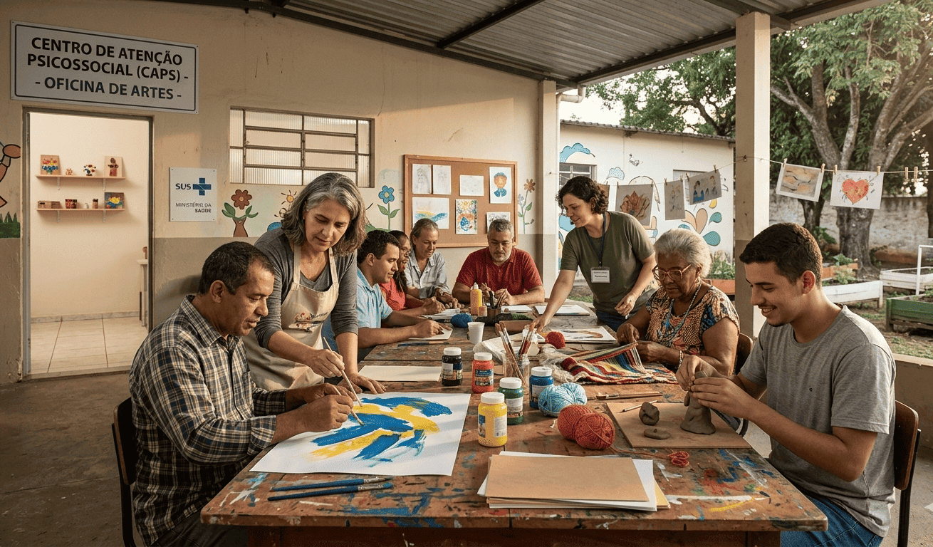 Pessoas fazendo arte no caps